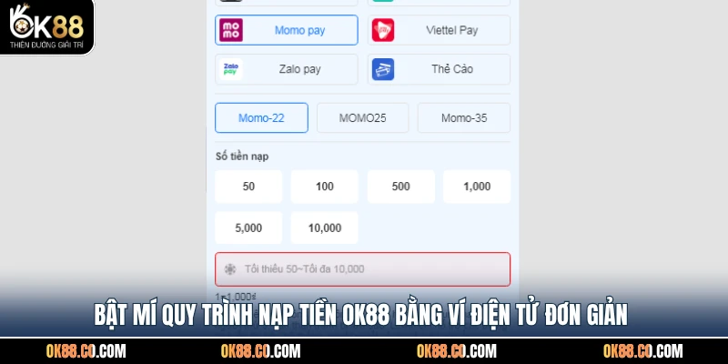 Bật mí quy trình nạp tiền OK88 bằng ví điện tử đơn giản