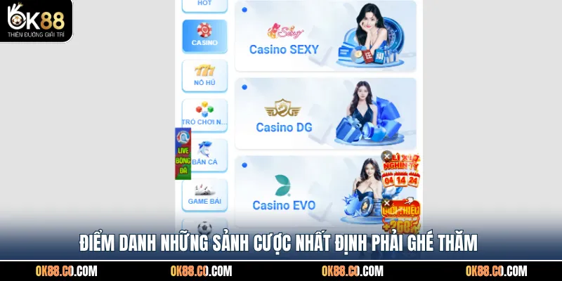 Điểm danh những sảnh cược nhất định phải ghé thăm